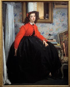 Retrato de Mademoiselle L. L., ou Young Girl in a Red Jacket Painting de Jacques Joseph (Jacques-Joseph) Tissot dit James Tissot (1836-1902) 1864 Sun. 1,24x0,99 m Paris, musee d