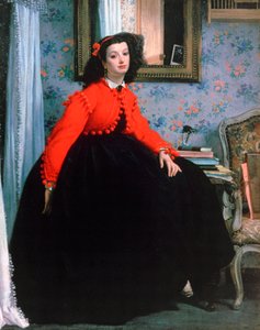 Retrato de Mlle LL, jovem de jaqueta vermelha, 1864. de James Jacques Joseph Tissot