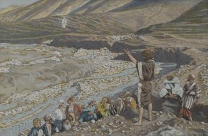 São João Batista vê Jesus de longe, ilustração da Vida de Nosso Senhor Jesus Cristo (wc sobre grafite sobre papel) de James Jacques Joseph Tissot