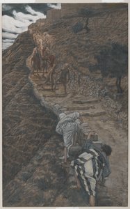 São Pedro e São João Siga de longe, ilustração da Vida de Nosso Senhor Jesus Cristo, 1886-94 (wc sobre grafite sobre papel) de James Jacques Joseph Tissot