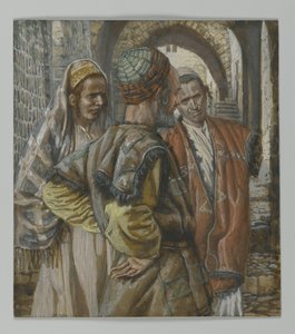 Simão, o Cireneu e Seus Dois Filhos Alexandre e Rufo, ilustração da Vida de Nosso Senhor Jesus Cristo, 1886-94 (wc sobre grafite sobre papel) de James Jacques Joseph Tissot