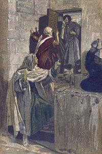 A Primeira Negação de São Pedro - A Primeira Negação de São Pedro - de "A Vida de Nosso Senhor Jesus Cristo" - 1899 por James Tissot - La vie de notre seigneur Jesus Cristo, por Jacques Joseph (Jacques Joseph) Tissot dit James Tissot (1836-1902) de James Jacques Joseph Tissot