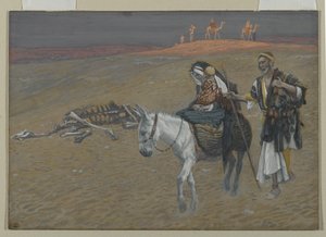 A fuga para o Egito, ilustração da vida de nosso Senhor Jesus Cristo (wc sobre grafite no papel) de James Jacques Joseph Tissot
