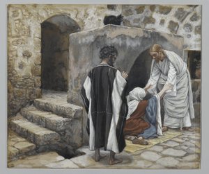 A Cura de Peters Sogra, ilustração da Vida de Nosso Senhor Jesus Cristo (wc sobre grafite sobre papel) de James Jacques Joseph Tissot