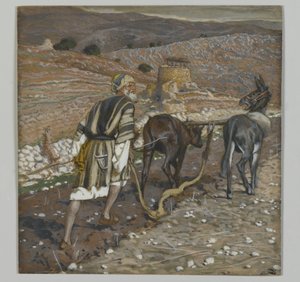 O homem no arado, ilustração da vida de nosso senhor Jesus Cristo (wc sobre grafite no papel) de James Jacques Joseph Tissot