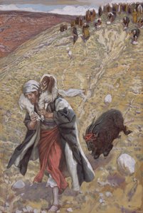 O bode expiatório, ilustração para a vida de Cristo, c.1886-94 (wc e guache sobre papelão) de James Jacques Joseph Tissot