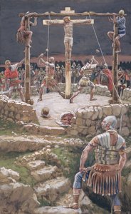 O Enlaçamento da Cruz, ilustração para A Vida de Cristo, c.1886-94 (wc e guache sobre papelão) de James Jacques Joseph Tissot