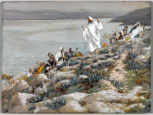 Vós não me busques porque Vós Vieram os Milagres, mas porque Vós Comestes dos Pães, Ilustração para a Vida de Cristo, c.1884-96 (wc e guache sobre papelão) de James Jacques Joseph Tissot