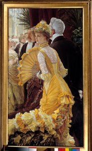 Vestido amarelo: casal elegante durante uma noite social Pintura de Jacques Joseph (Jacques-Joseph) Tissot dit James Tissot (1836-1902) 1878 Sun. 0,9x0,5 m Paris, musee d