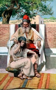 David e Abishag por J James Tissot - Bíblia de James Jacques Joseph after Tissot