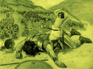 David corta a cabeça de Golias por J James Tissot - Bíblia de James Jacques Joseph after Tissot