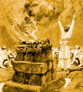 Fogo do Céu Consome o Sacrifício - Bíblia de James Jacques Joseph after Tissot