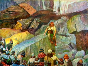 Sansão nas cavernas de Etam por Tissot - Bíblia de James Jacques Joseph after Tissot