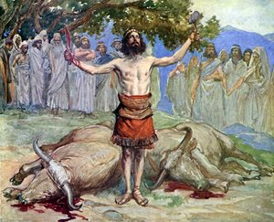Saul sacrifica os bois por J James Tissot - Bíblia de James Jacques Joseph after Tissot