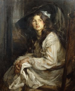 Menina sentada em uma cadeira,
