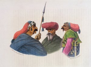 Chefes de Courdish de &39;uma segunda viagem através da Pérsia, 1810-16&39;, gravada por Theodore HA Fielding (1781-1851) 1818 de James Justinian Morier