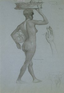 Pessoa negra com uma Abóbora (carvão vegetal sobre papel)
