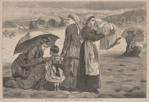 Na praia de Long Branch - A Hora das Crianças, 1874 de James L. Langridge