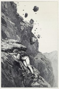 Uma Cannonada no Matterhorn, de Scrambles entre os Alpes nos anos 1860-69, pub. 1871 (gravura)