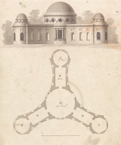 Estado inicial, com revisões, do Desenho 23, Placa 25 de Uma Colecção de Desenhos para Retiros Rurais de James Malton