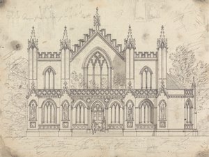 Desenho preparatório para Desenho 14, Placa 11 para Uma Colecção de Desenhos para Retiros Rurais de James Malton