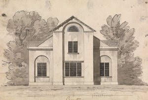 Desenho preparatório para Desenho 1, Placa 1 de Uma Colecção de Desenhos para Retiros Rurais de James Malton