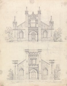 Desenho preparatório dos Desenhos 12 e 13, Placa 10 de Uma Colecção de Desenhos para Retiros Rurais de James Malton
