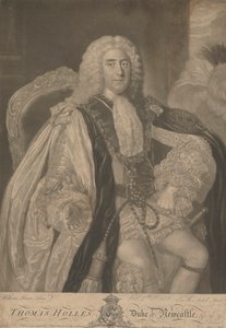 Thomas Pelham-Holles, 1º Duque de Newcastle sobre Tyne e 1º Duque de Newcastle sob Lyme de James McArdell