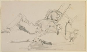 Um homem reclinado em uma cama de James Abbott McNeill Whistler