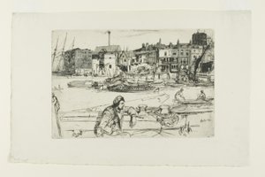 Black Lion Wharf, de uma série de dezesseis gravuras de cenas no Tamisa (o "Conjunto do Tamisa") de James Abbott McNeill Whistler