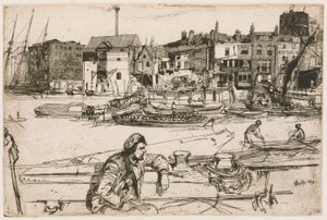 Black Lion Wharf, do Conjunto do Tamisa (Uma Série de Dezasseis Gravuras de Cenas no Tamisa e Outros Assuntos) de James Abbott McNeill Whistler
