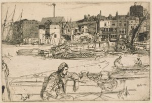 Black Lion Wharf, do Conjunto do Tamisa (Uma Série de Dezasseis Gravuras de Cenas no Tamisa e Outros Assuntos) de James Abbott McNeill Whistler