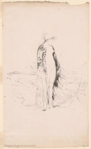 Modelo drapeado, de pé ao lado de um sofá de James Abbott McNeill Whistler