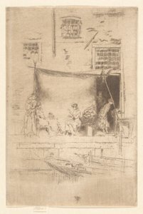 Fruit Stall, do Conjunto da Segunda Veneza ( Um Conjunto de Vinte e Seis Talhadas) de James Abbott McNeill Whistler
