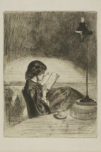 Leitura à luz da lâmpada de James Abbott McNeill Whistler
