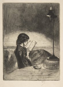 Leitura à luz da lâmpada de James McNeill Whistler