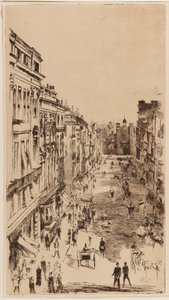 Rua St. James; reprodução litográfica no reverso da gravura "St. James