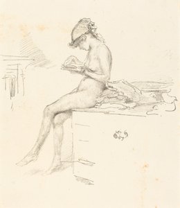 A pequena modelo nua, a ler de James McNeill Whistler