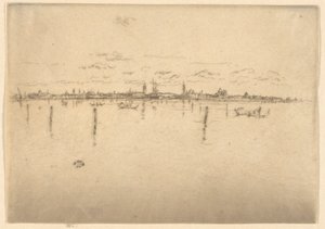 A Pequena Veneza, do Primeiro Conjunto de Veneza (Veneza, Uma Série de Doze Gravuras) de James Abbott McNeill Whistler