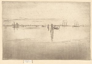 A Longa Lagoa, do Segundo Conjunto de Veneza (um conjunto de vinte e seis gravuras) de James Abbott McNeill Whistler