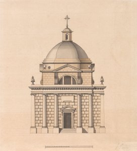 Desenho para um Templo em plano quadrado e com uma Cúpula: Elevação