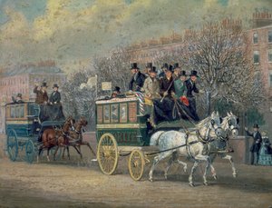 "A Street Scene with Two Omnibuses", 1845.   de James Pollard