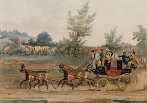 Light Post Coach (gravura colorida) de James Pollard