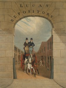 Educando um par em um freio no pátio de Lucass, Clerkenwell de James Pollard
