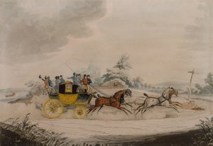 Treinador de palco e treinador de oposição à vista (gravura colorida)