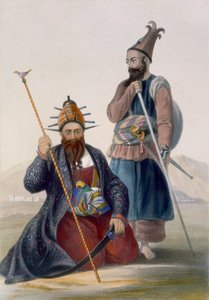 Chefe Executor e Assistente de Sua Majestade o Tarde Sha, placa 14 de "Cenário, Habitantes e Fantasias do Afeganistão", gravada por Robert Carrick (fl.1845) 1848