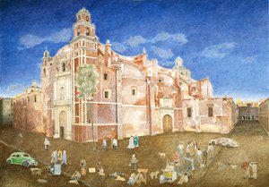 Mulheres Lutando Fora da Igreja de Santa Catarina, 2001 de James Reeve