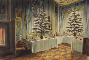Árvores de Natal da Duquesa de Kent e das crianças reais no Castelo de Windsor, 1850