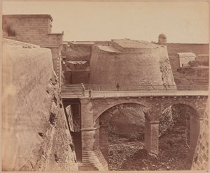 Ponte na Porta Reale, Malta, por volta de 1856 de James Robertson