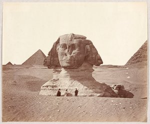 Egipto. Gizé. Esfinge diante da pirâmide de Miquerinos de James Robertson